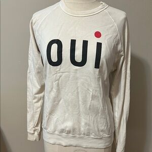 Clare V Cream and Black Crewneck Sweater Oui Design, size M